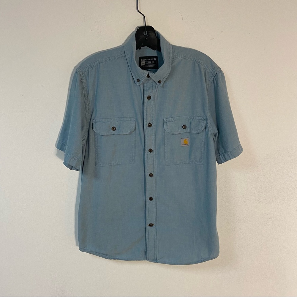 Carhartt Men’s Shirt Loose Fit Chambray Short Sleeve Medium Workwear